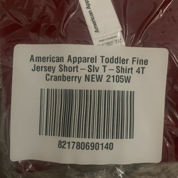 NWT AMERICAN APPAREL TODDLER FINE JERSEY SHORT SLEEVE T-SHIRT CRANBERRY 4T - Picture 3 of 4